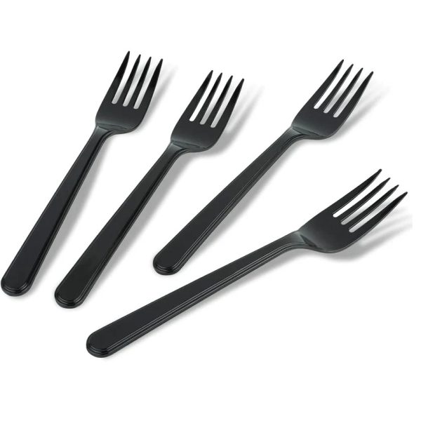 Fourchette Plastique Jetables Noire 100pcs